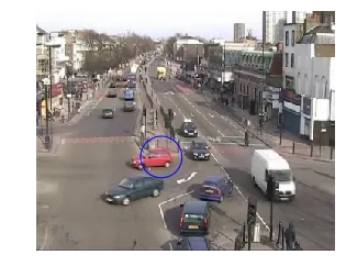 Source image with blue circle on the red car